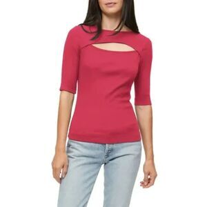 MICHAEL STARS Kiki Cutout Knit Top In Sangria | Size M